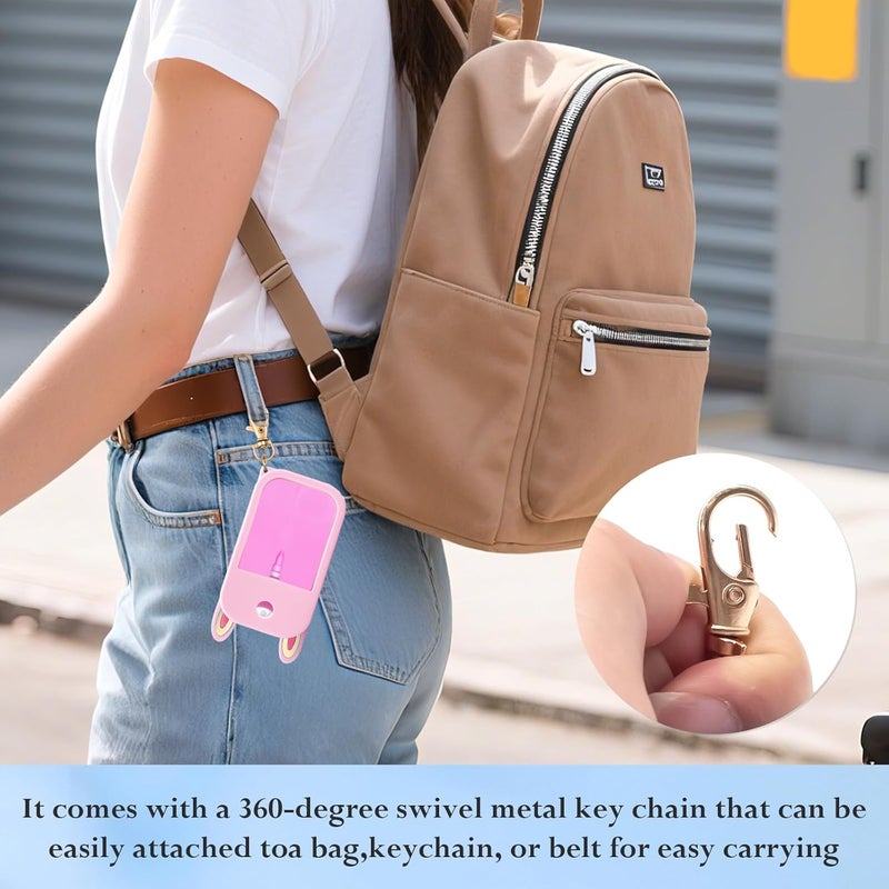 KCMOSGI 3 Pack Protective Silicone Case for Touchland Hand Sanitizer With Keychain(Fit for 1 FL OZ/30 mL Ver), Cute Ears Case Keychain(White, Pink, Blue) - Image 5